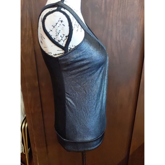 Kress Collection Womens Medium V neck Sleeveless Top Tank liquid metallic black - Picture 2 of 5